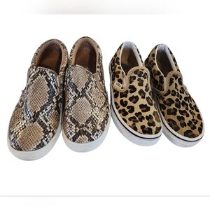 Vans Leopard & Steve Madden Snake Print Slip On Shoes Bundle | Girl's Size 13